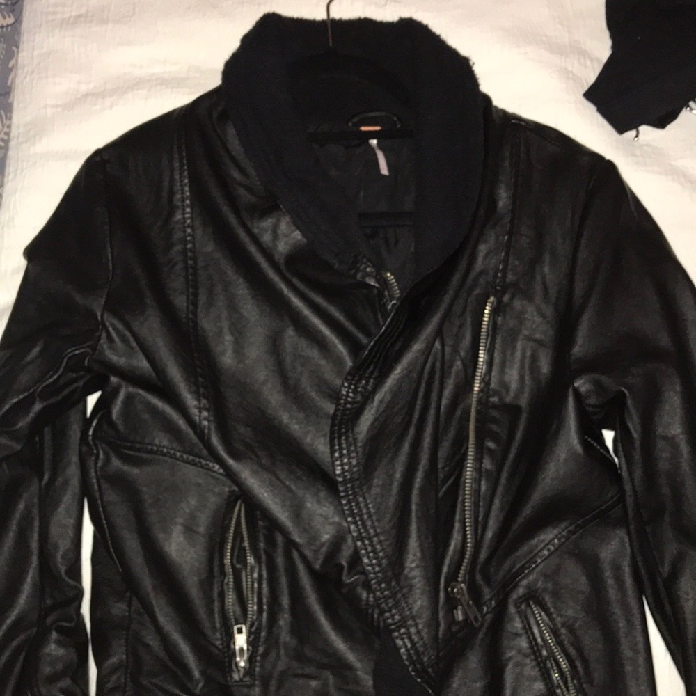 Free People Black Leather Jacket